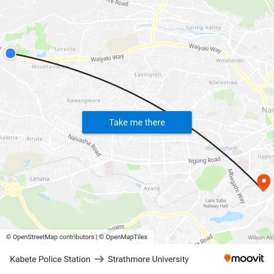 Kabete Police Station to Strathmore University map