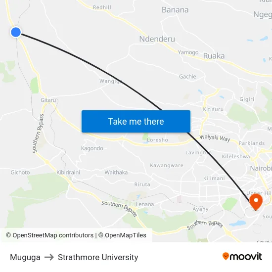 Muguga to Strathmore University map