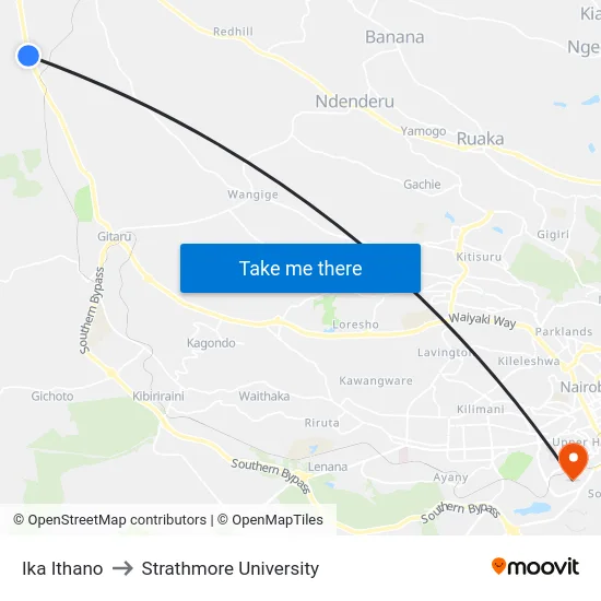 Ika Ithano to Strathmore University map
