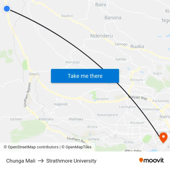 Chunga Mali to Strathmore University map