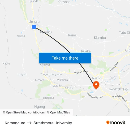 Kamandura to Strathmore University map