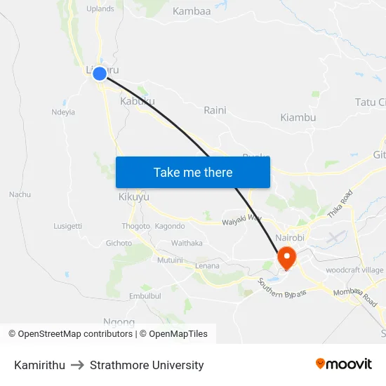 Kamirithu to Strathmore University map