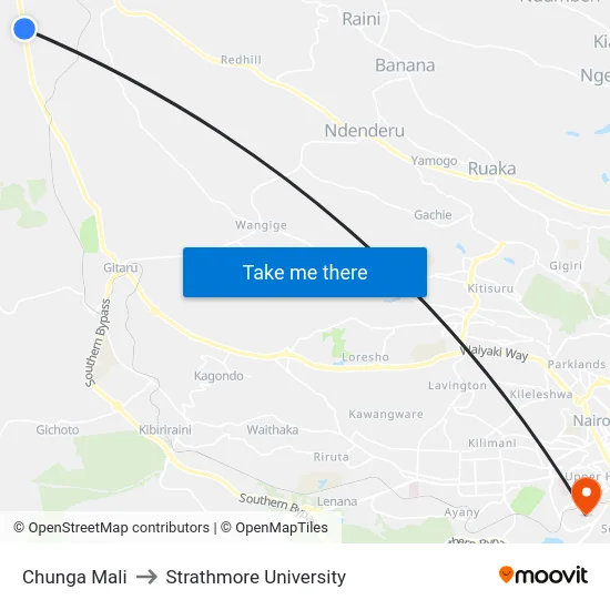 Chunga Mali to Strathmore University map
