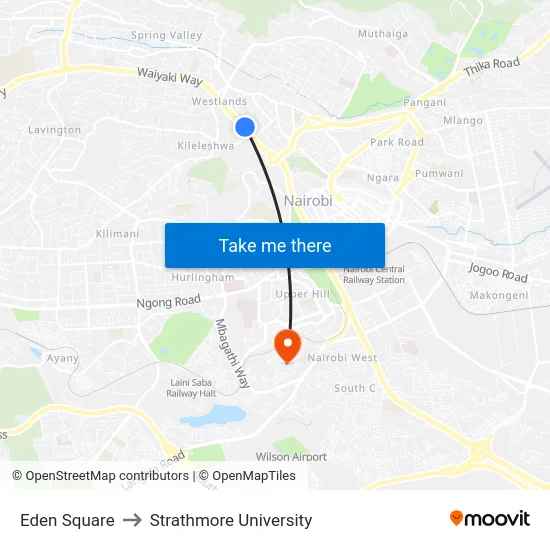 Eden Square to Strathmore University map
