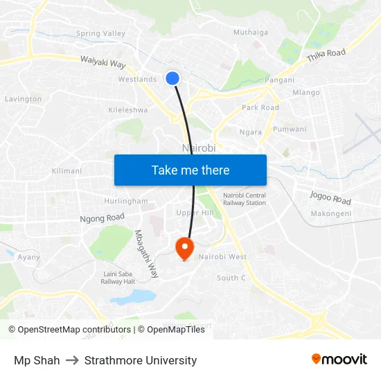 Mp Shah to Strathmore University map