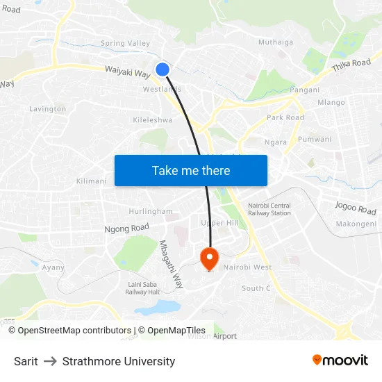 Sarit to Strathmore University map
