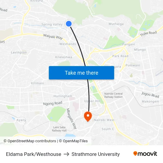 Eldama Park/Westhouse to Strathmore University map