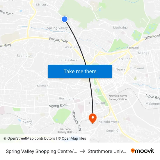 Spring Valley Shopping Centre/Oilibya to Strathmore University map