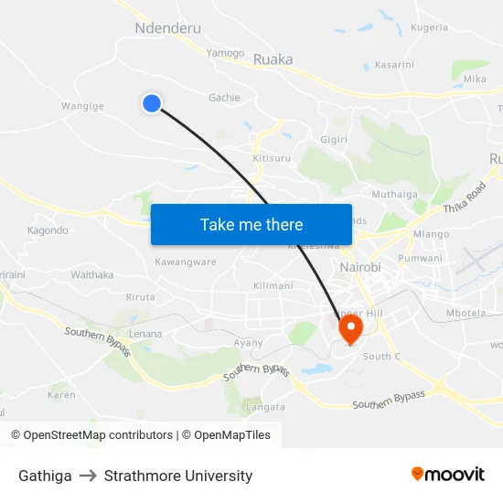 Gathiga to Strathmore University map