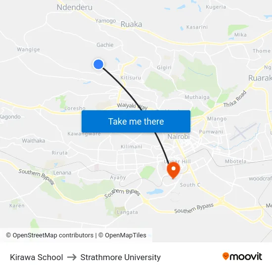 Kirawa School to Strathmore University map