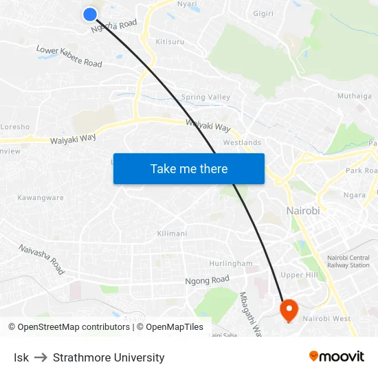 Isk to Strathmore University map