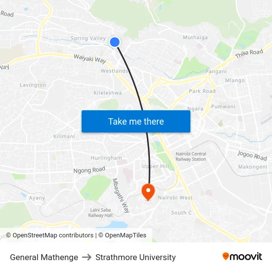General Mathenge to Strathmore University map