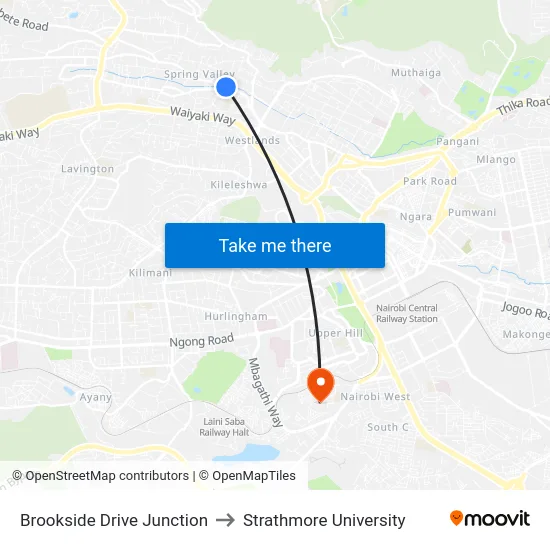 Brookside Drive Junction to Strathmore University map