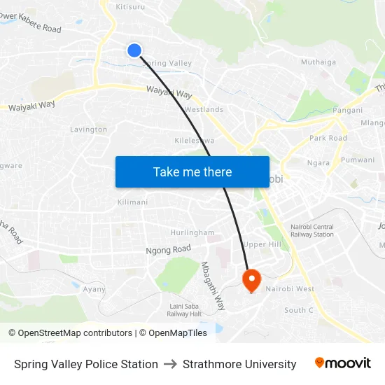 Spring Valley Police Station to Strathmore University map