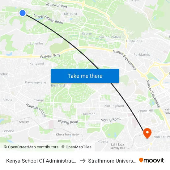 Kenya School Of Administration to Strathmore University map
