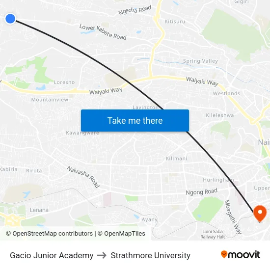 Gacio Junior Academy to Strathmore University map