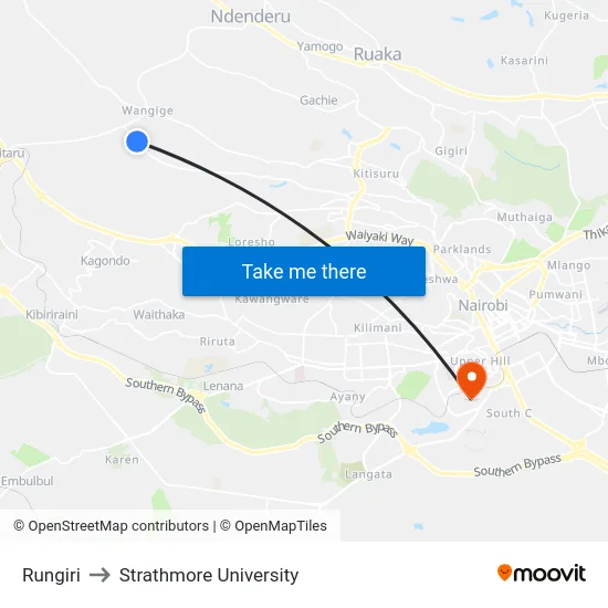 Rungiri to Strathmore University map