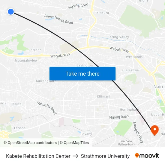 Kabete Rehabilitation Center to Strathmore University map