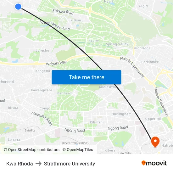 Kwa Rhoda to Strathmore University map