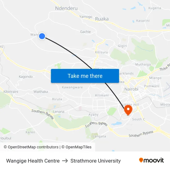 Wangige Health Centre to Strathmore University map