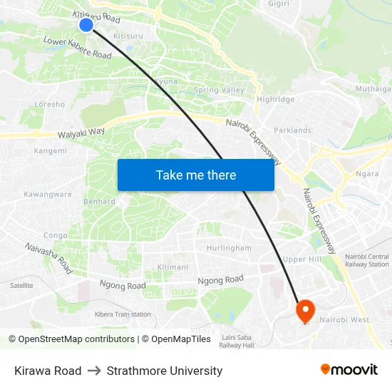 Kirawa Road to Strathmore University map