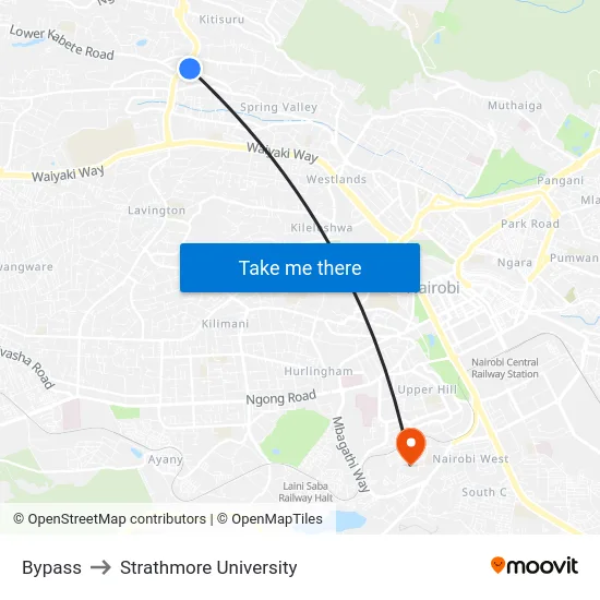 Bypass to Strathmore University map