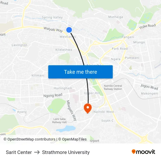 Sarit Center to Strathmore University map