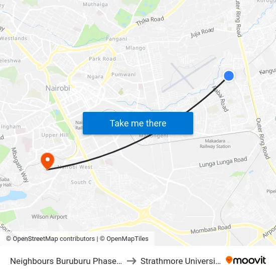 Neighbours Buruburu Phase 1 to Strathmore University map
