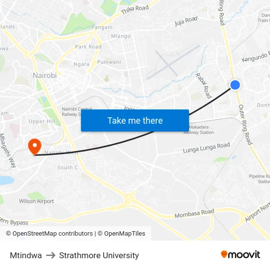 Mtindwa to Strathmore University map