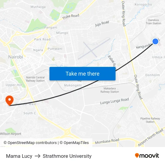 Mama Lucy to Strathmore University map