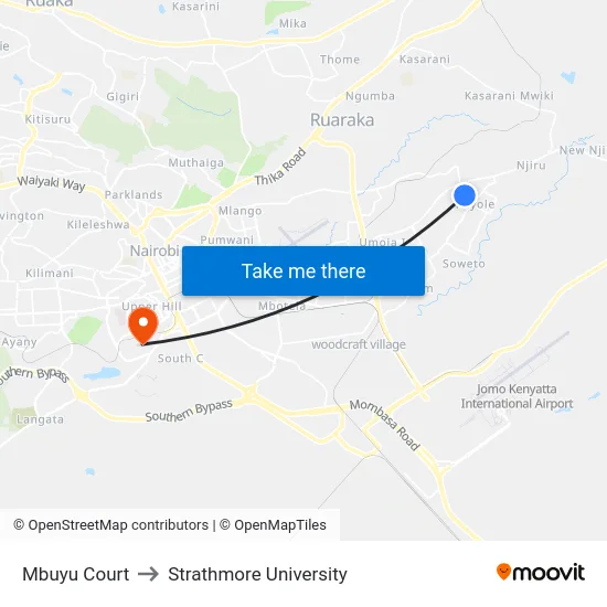 Mbuyu Court to Strathmore University map