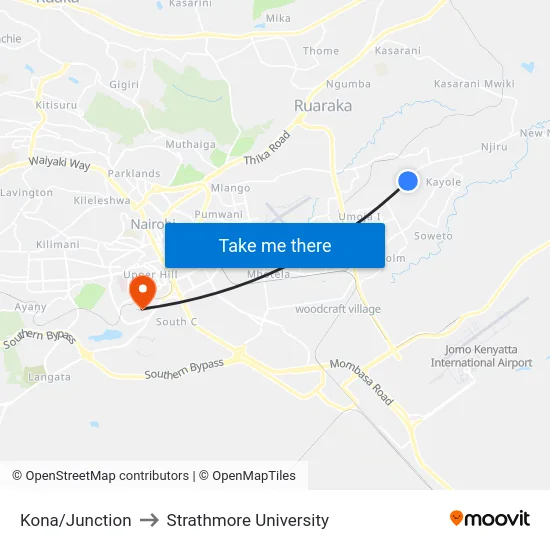 Kona/Junction to Strathmore University map
