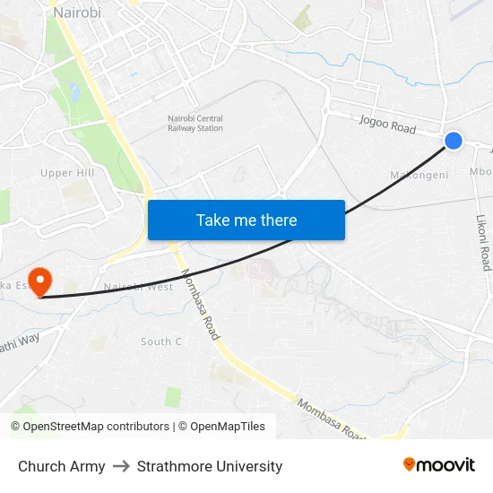 Church Army to Strathmore University map