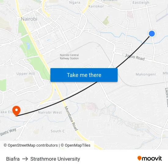Biafra to Strathmore University map