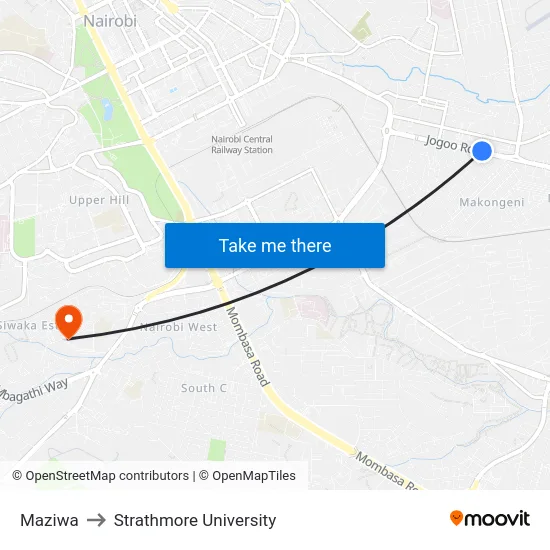 Maziwa to Strathmore University map
