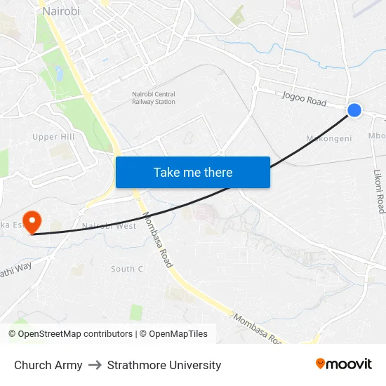 Church Army to Strathmore University map