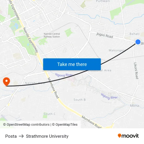 Posta to Strathmore University map