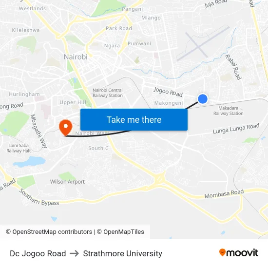 Dc Jogoo Road to Strathmore University map