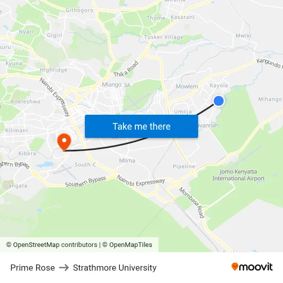 Prime Rose to Strathmore University map