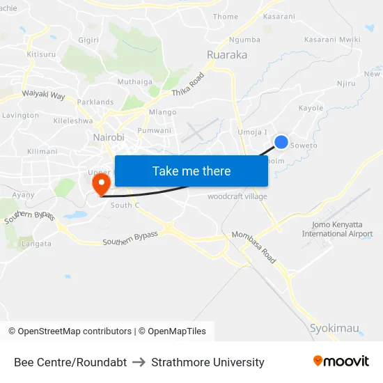Bee Centre/Roundabt to Strathmore University map