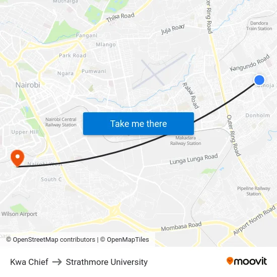 Kwa Chief to Strathmore University map