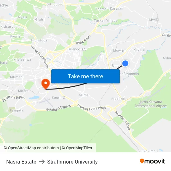 Nasra Estate to Strathmore University map