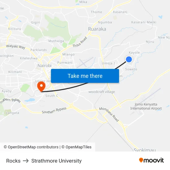 Rocks to Strathmore University map