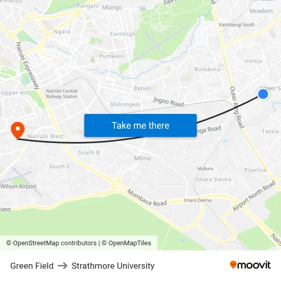 Green Field to Strathmore University map