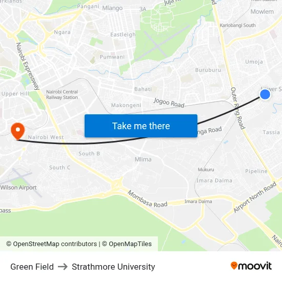 Green Field to Strathmore University map