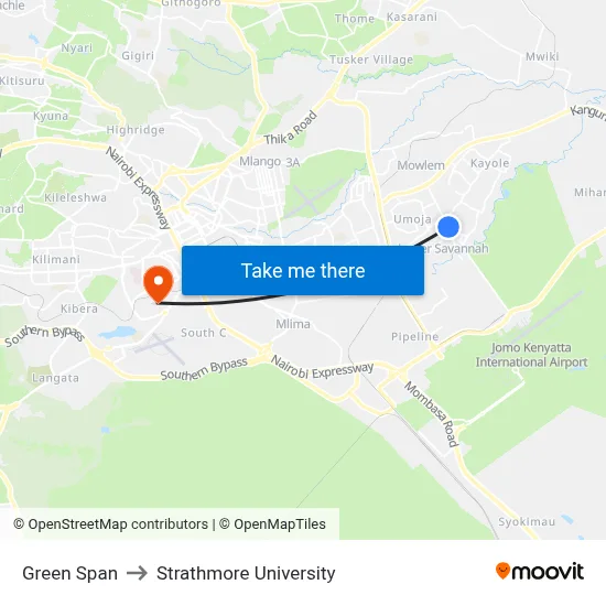 Green Span to Strathmore University map