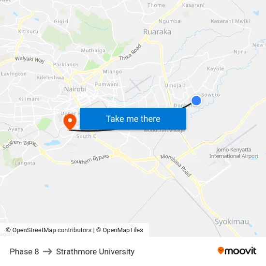 Phase 8 to Strathmore University map