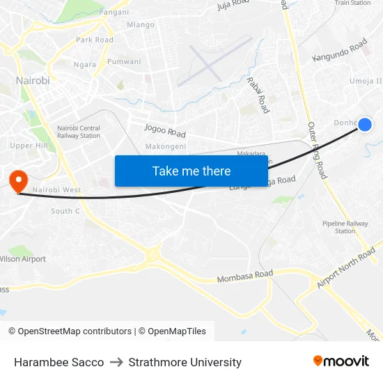 Harambee Sacco to Strathmore University map