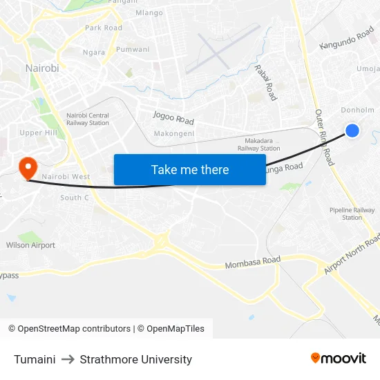 Tumaini to Strathmore University map