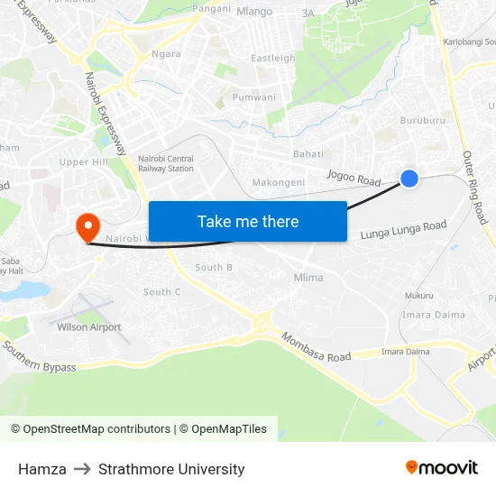 Hamza to Strathmore University map